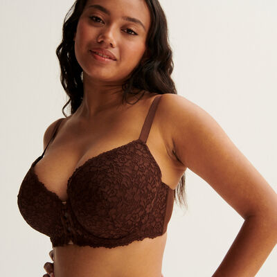 Lace padded bra - chocolate;