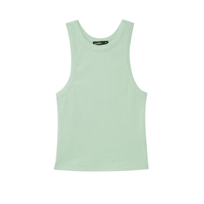 plain cropped vest top - aqua;