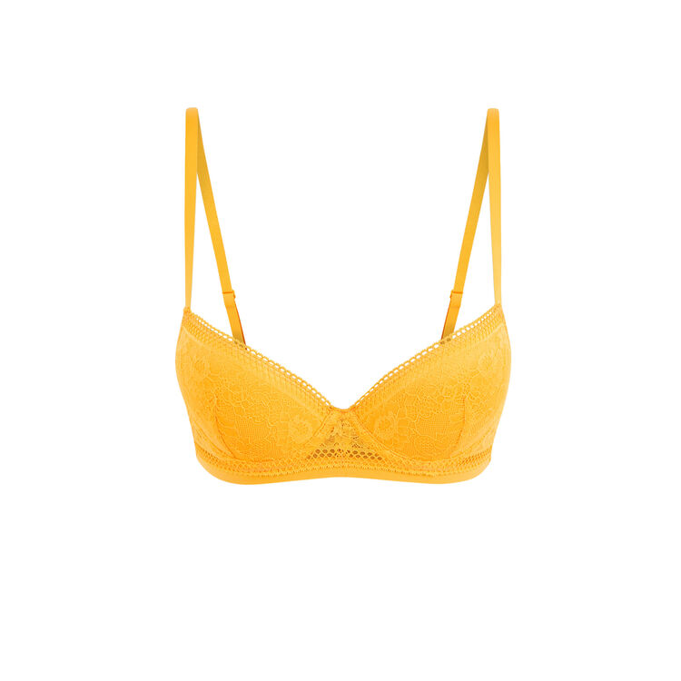 Revoltiz lace padded bra saffron.