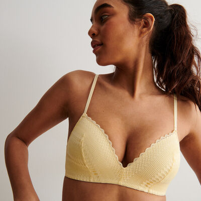 non-wired lightly padded push-up bra - pale yellow;