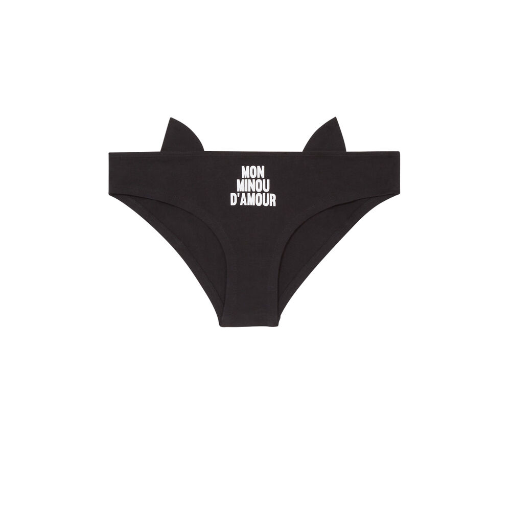 Cute kitten briefs - black black.