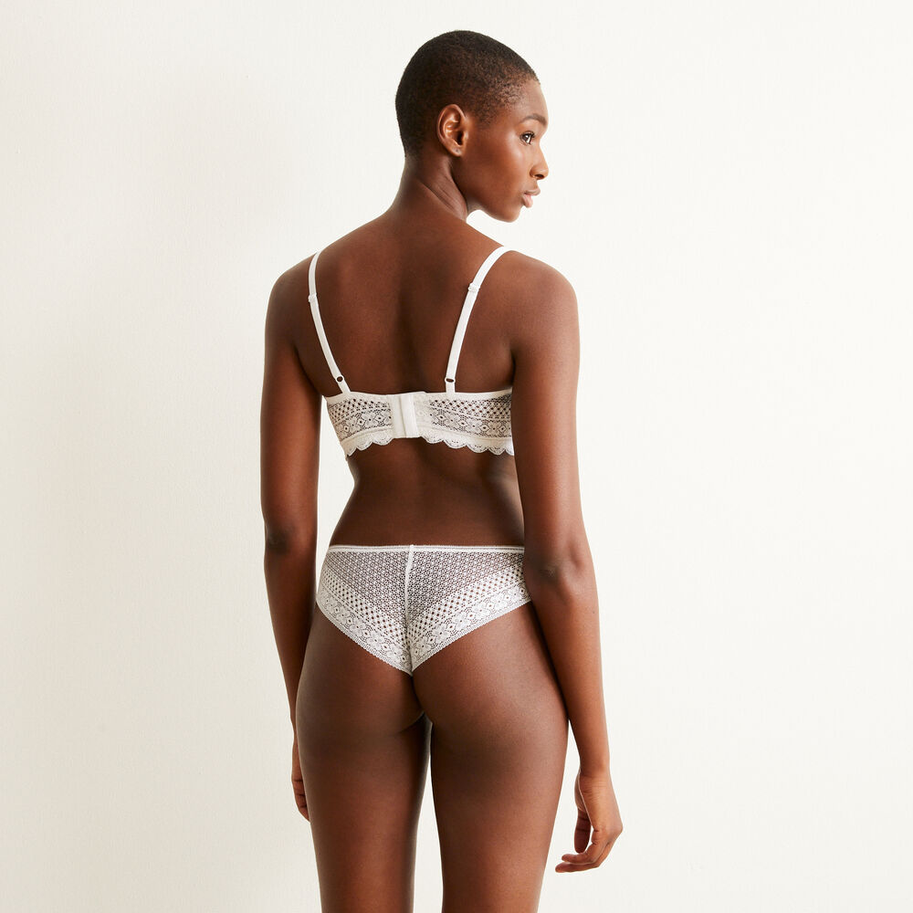 Lace tanga briefs - white white.
