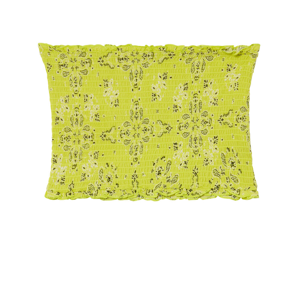 Gathered bandeau top with a bandana print - green green.