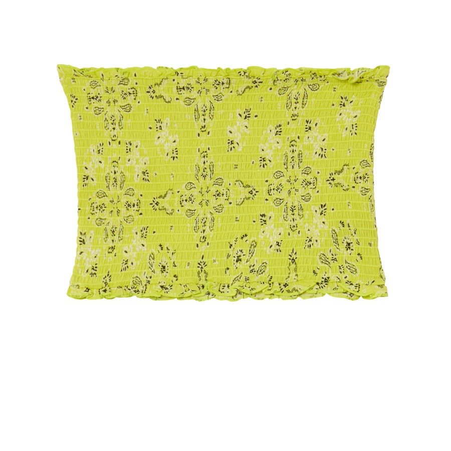 Gathered bandeau top with a bandana print - green;