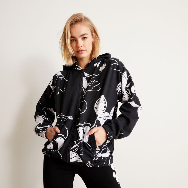 Zipped sweatshirt with Mickey Mouse pattern - black Zipped sweatshirt with Mickey Mouse pattern - black;