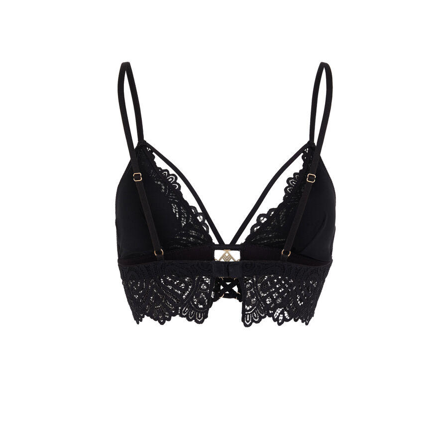 lace triangle bra - black ;