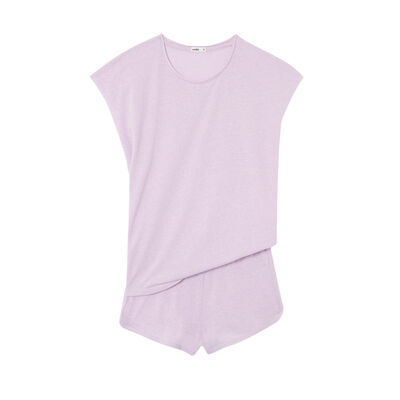 gładka piżama dwuczęściowa — kolor lila;
