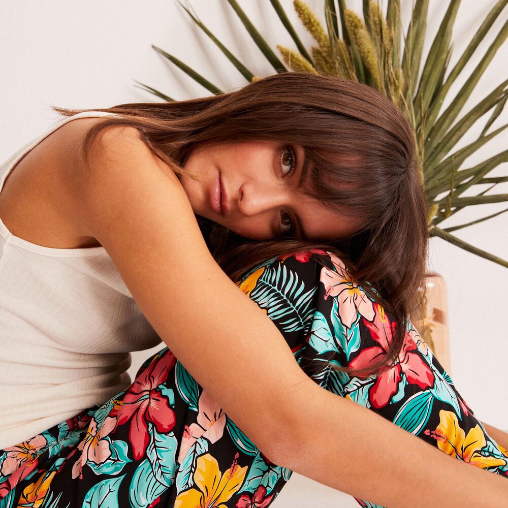 Flowing trousers with floral motifs - black black.