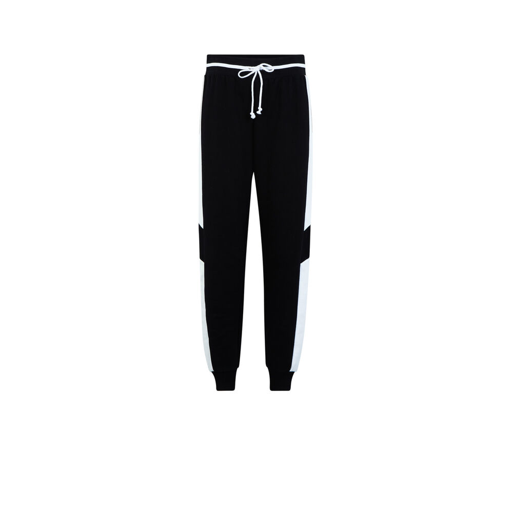 Tie trousers with white bands - black black.