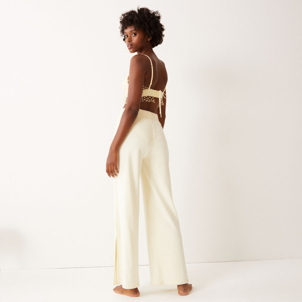 Crop-top effect triangle bra with beads - off-white off-white.