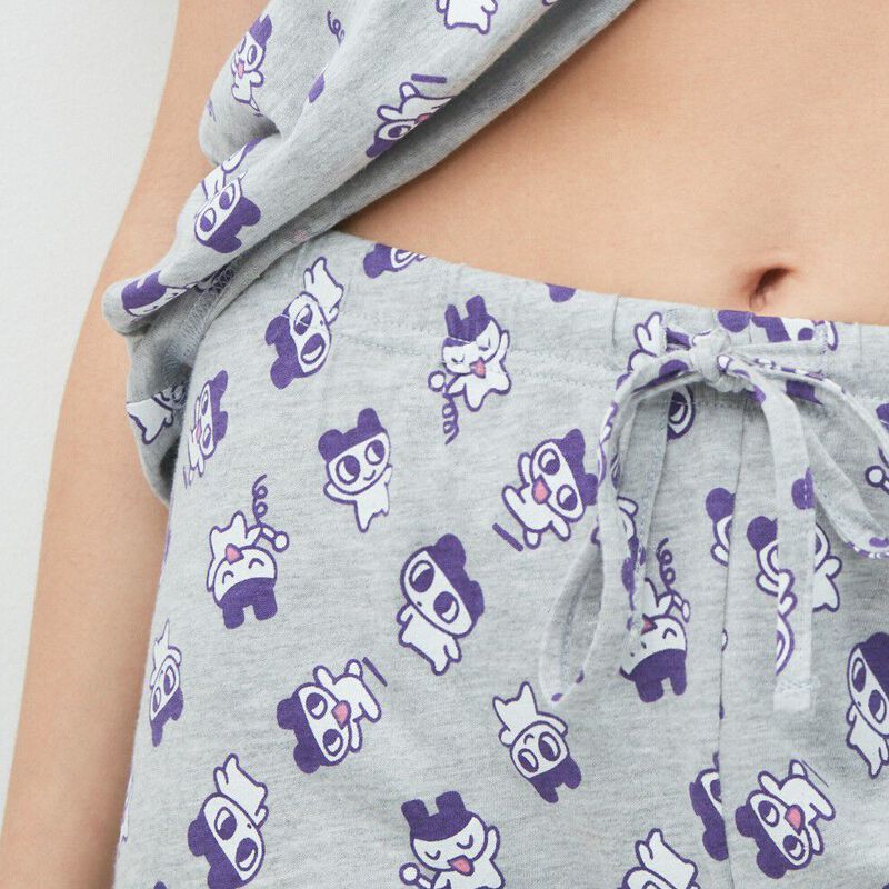 Tamagotchi-print pyjama bottoms;