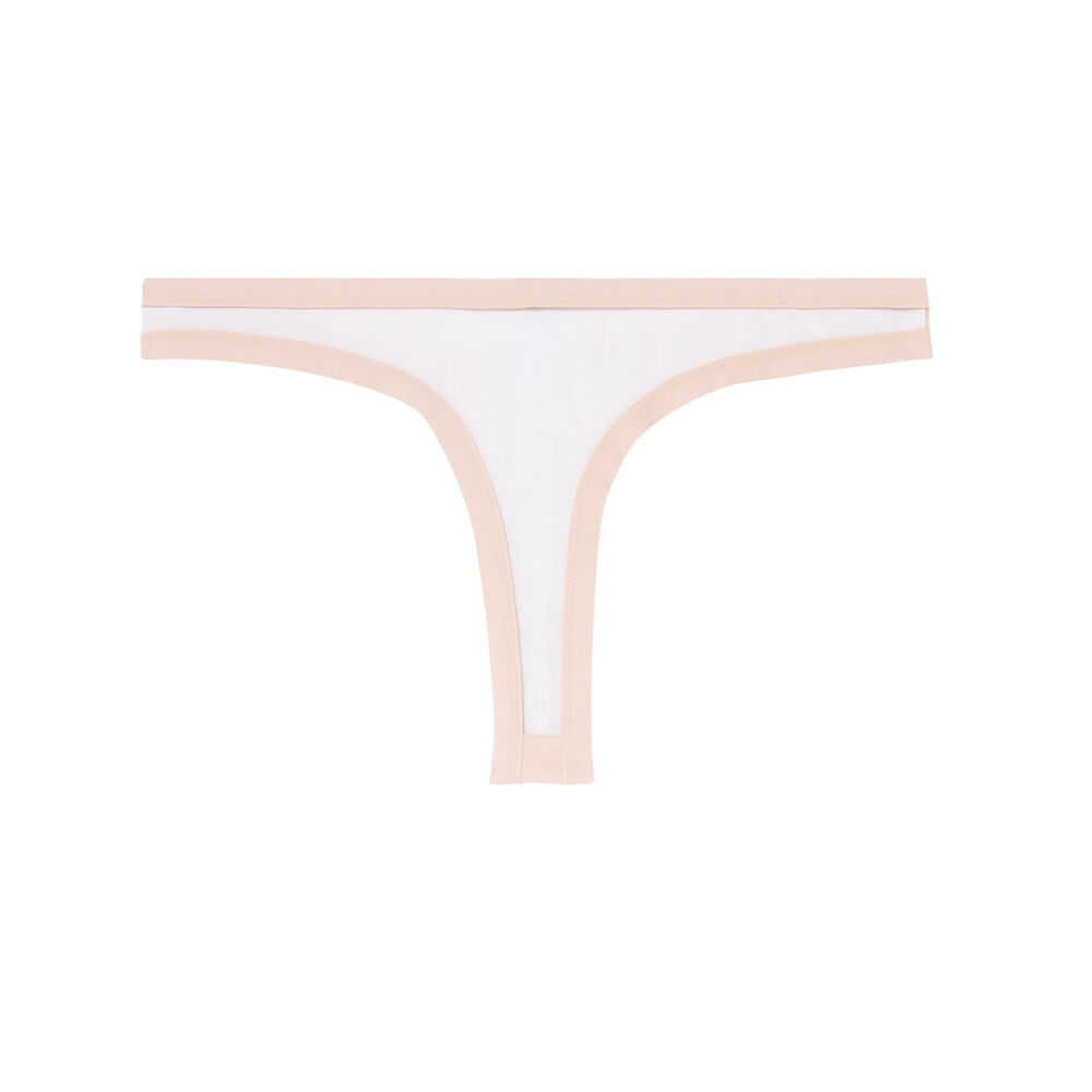 See-through microfibre and mesh thong - nude pink pink.
