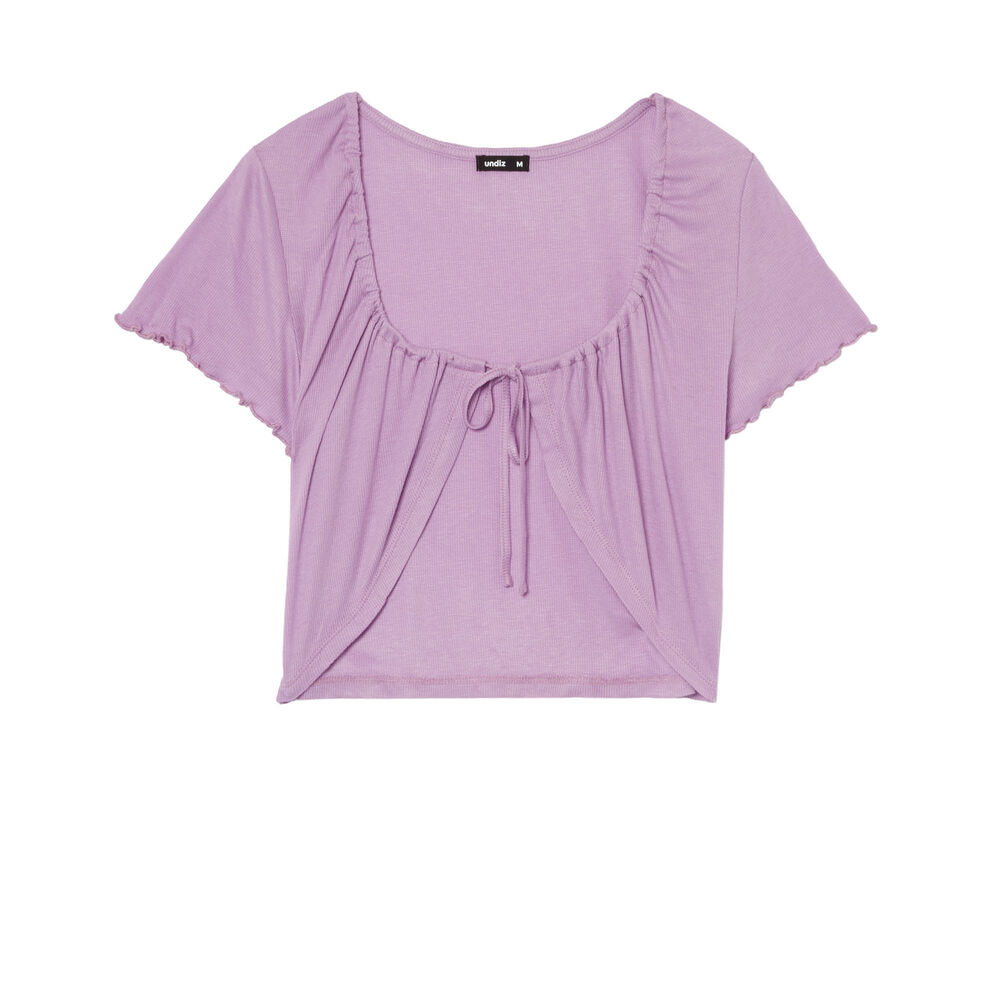 Wrap crop top - lilac purple.