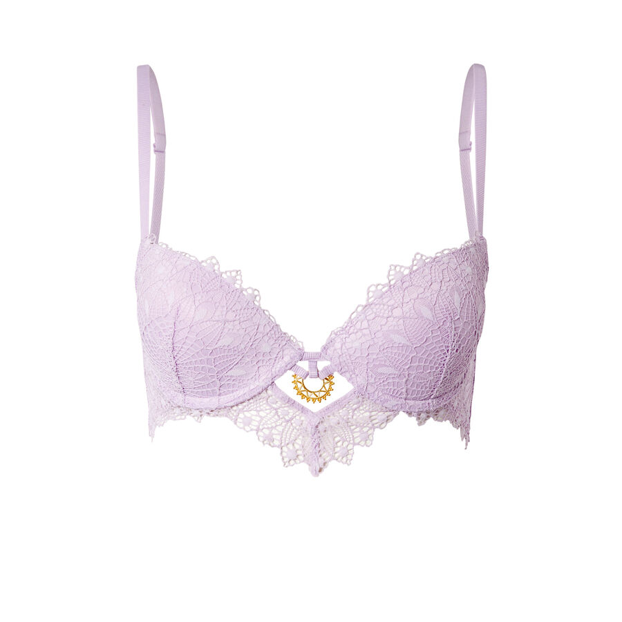 push-up bustier bra with jewellery detail - lilac;