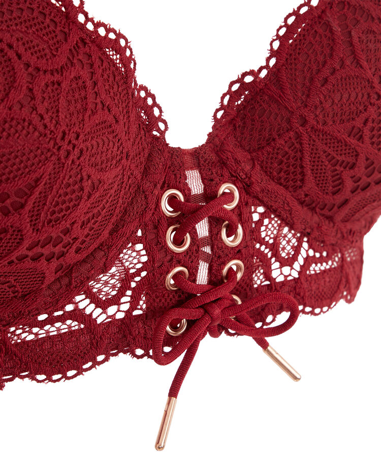 Soutien-gorge bustier ampliforme détail laçage sherifiz bordeaux.