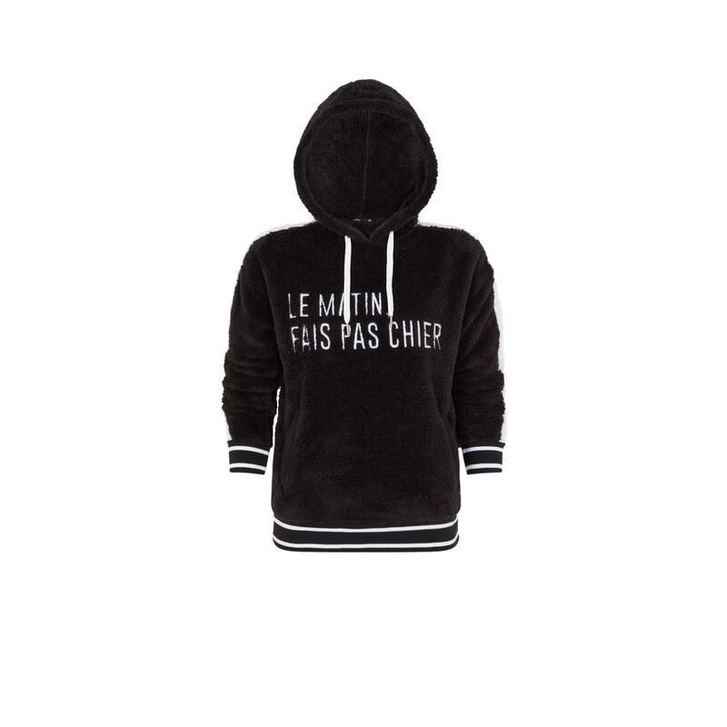 Fleece-sweater mit kapuze und aufschrift matichieusiz schwarz.