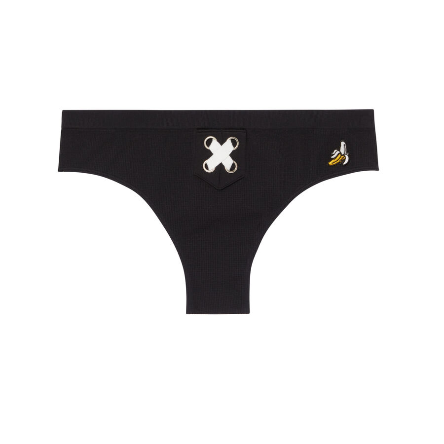 banana shorty with laced detail - black;