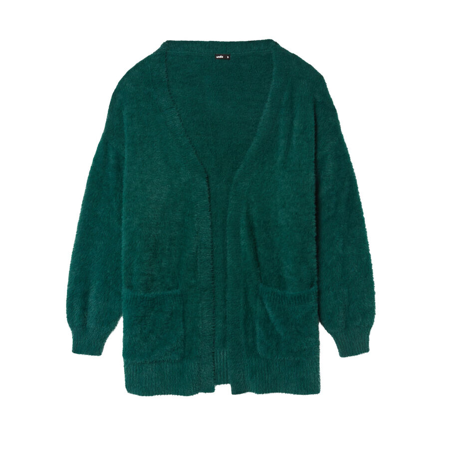 oversized fleece cardigan - fir green;