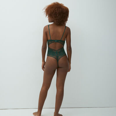 non-wired open lace bodysuit with ties;
