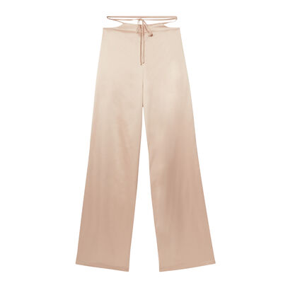 loose-fitting high-rise satin trousers - iridescent cream;