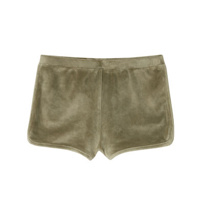 plain velvet shorts - khaki;