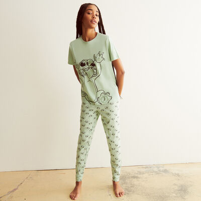 pantalon à motifs stitch - vert gris;