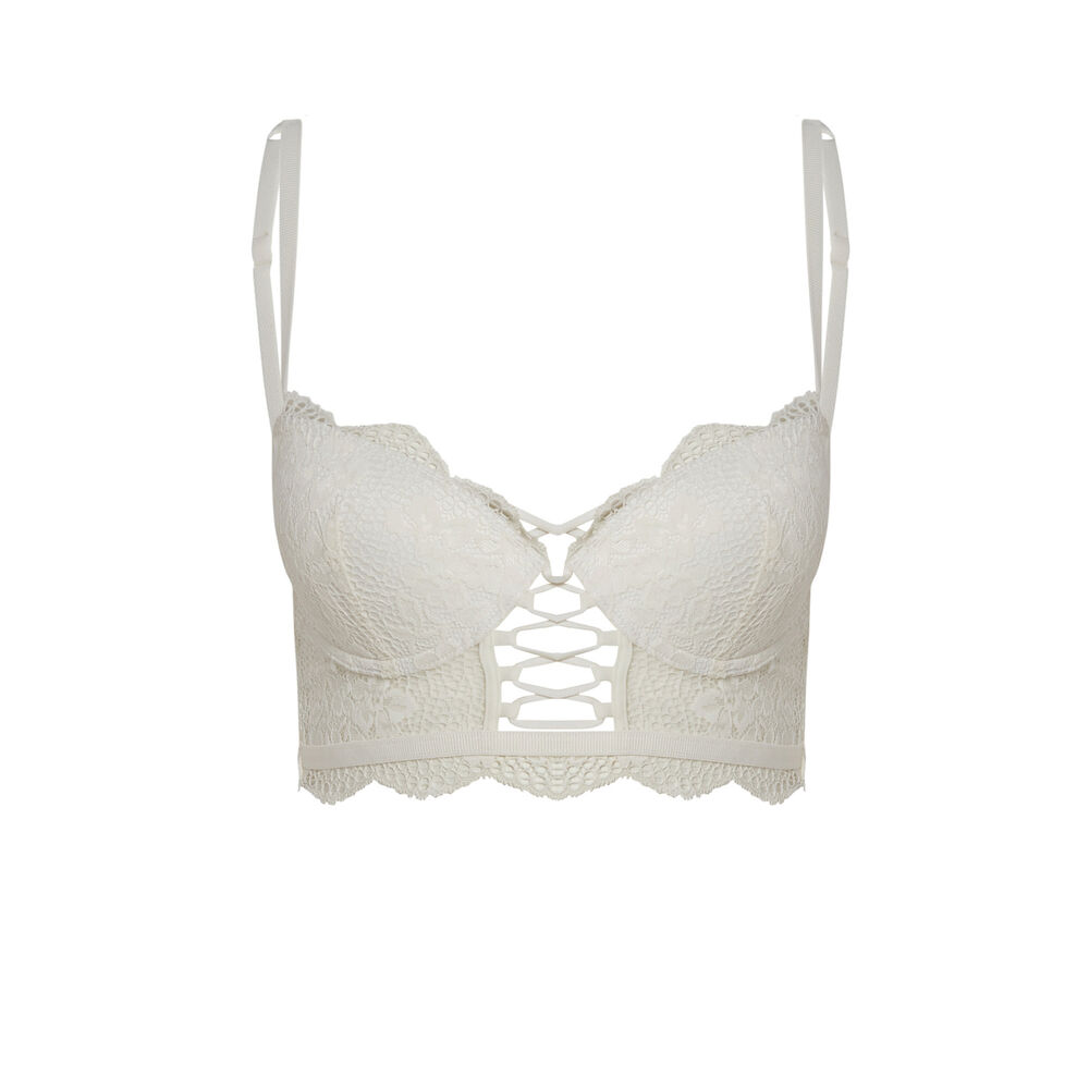 Push-up low-cut bustier bra with lacing - off-white off-white.