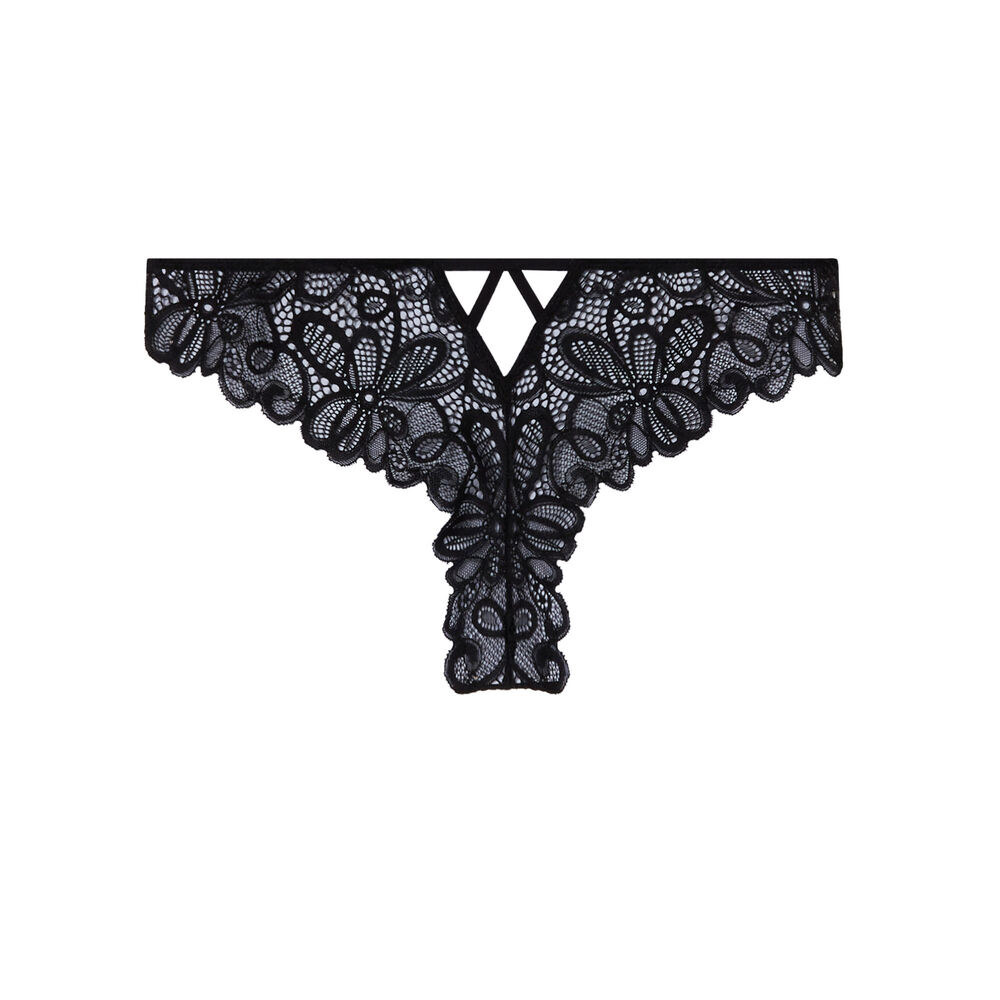 Lace briefs with ring details - black black.