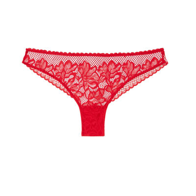 floral lace tanga briefs - red;