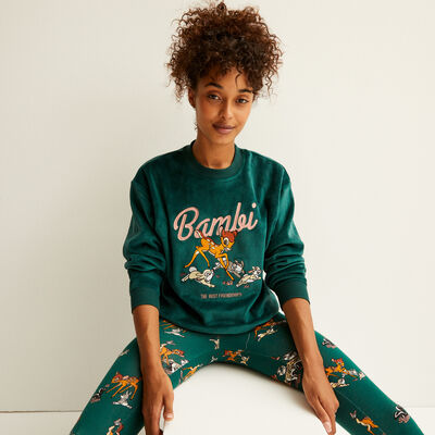 fleece sweatshirt with bambi print - pine;