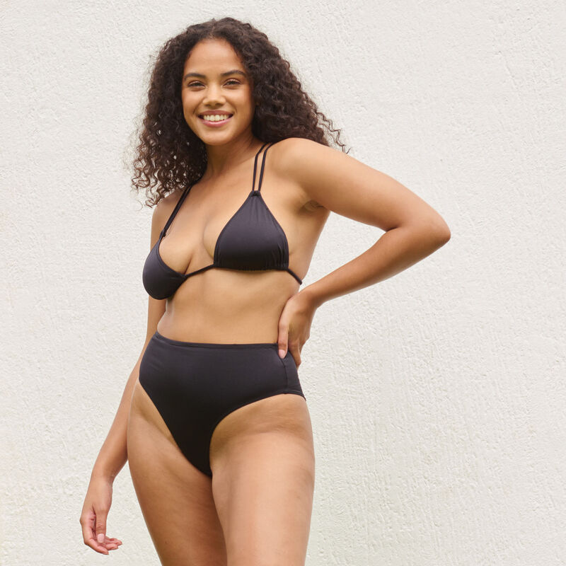 strappy bijou triangle bikini top;