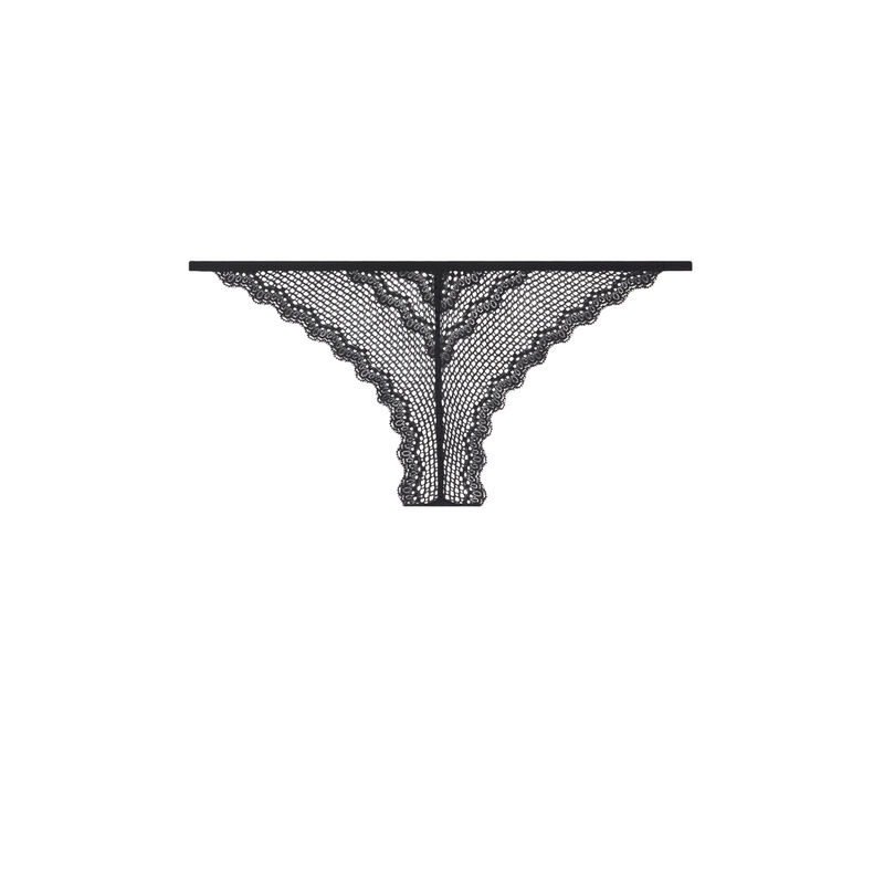 Tcharmiz lace tanga with back detail black.