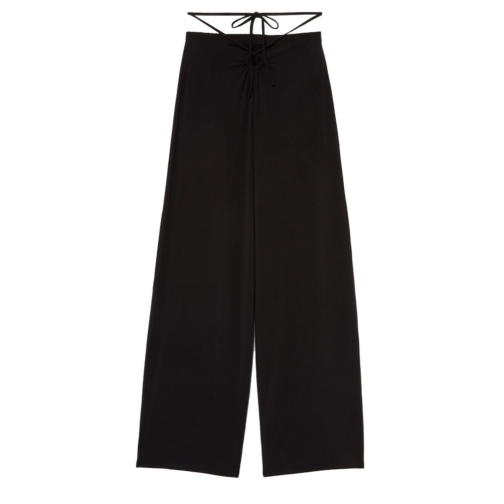 Flowing trousers with detail at the waist - black black.