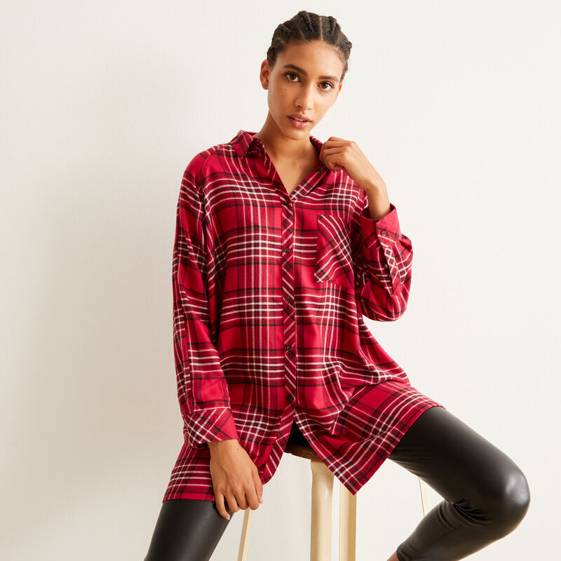 Checked tunic - burgundy Checked tunic - burgundy;