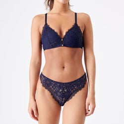 soutien-gorge triangle sans armatures avec boutons dorés;