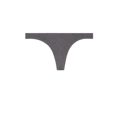Plain microfibre thong - grey;