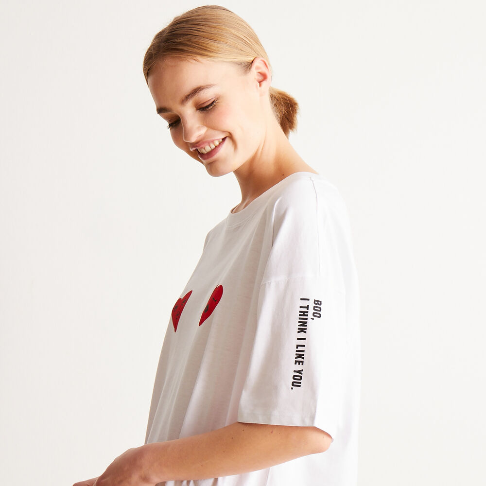 Tunic with mood heart patterns - white white.