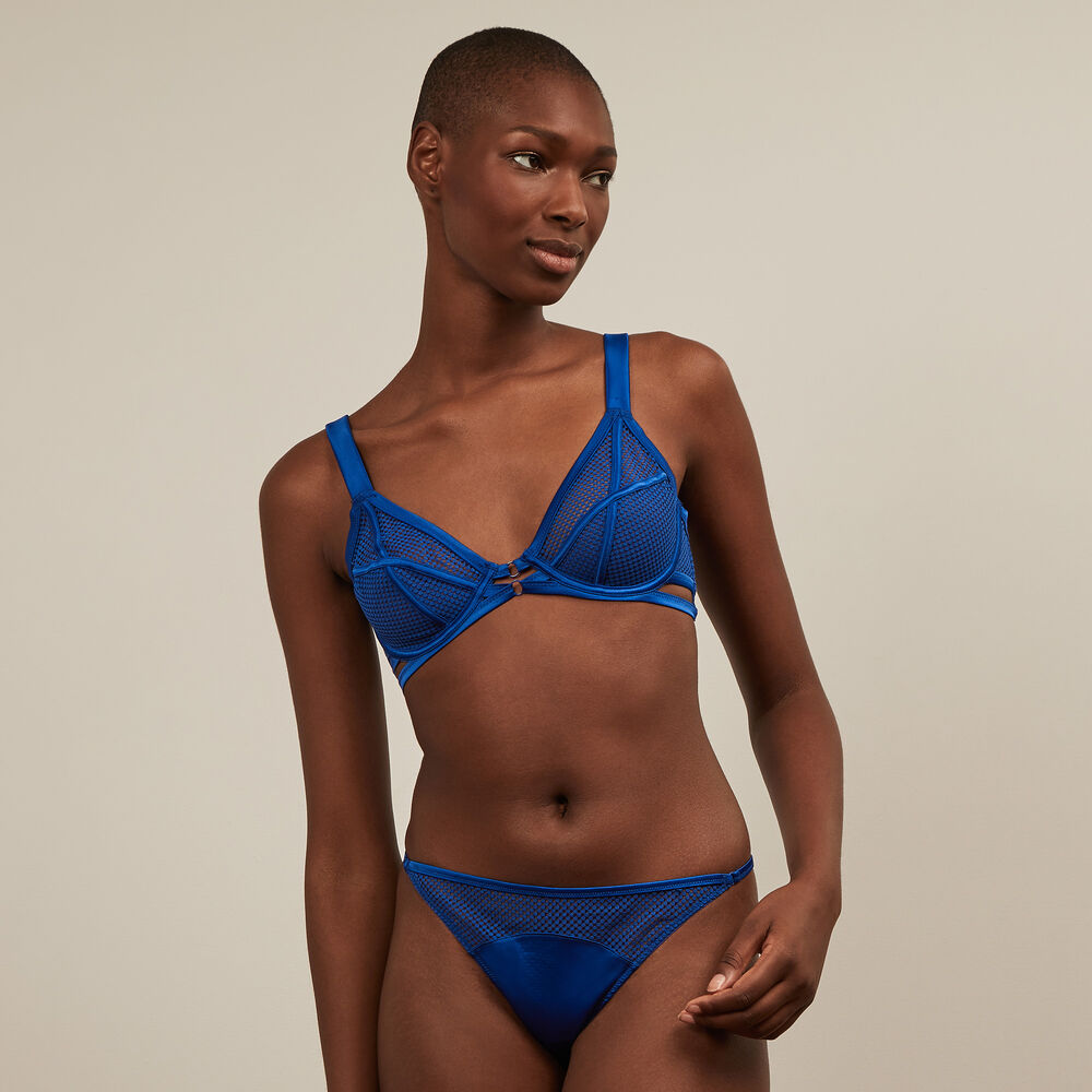 Balconette tulle bra - royal blue blue.