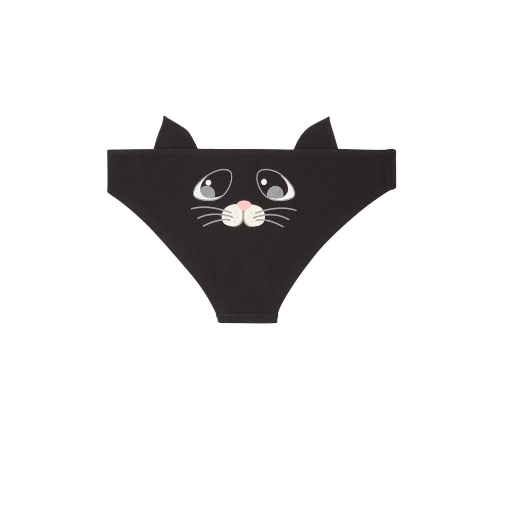 Cute kitten briefs - black black.