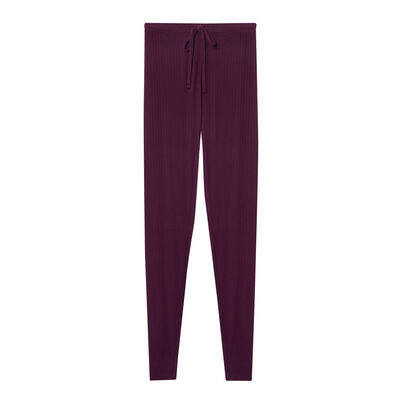 knit pants with drawstring at waist - plum;