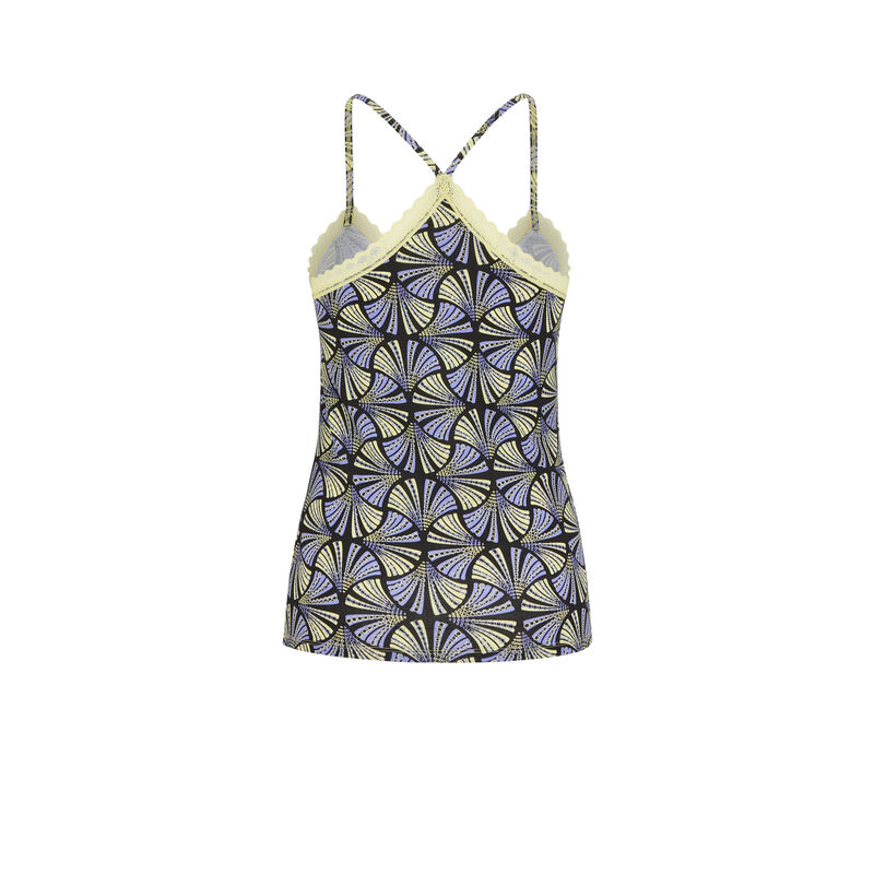Print top with thin straps - yellow Print top with thin straps - yellow;