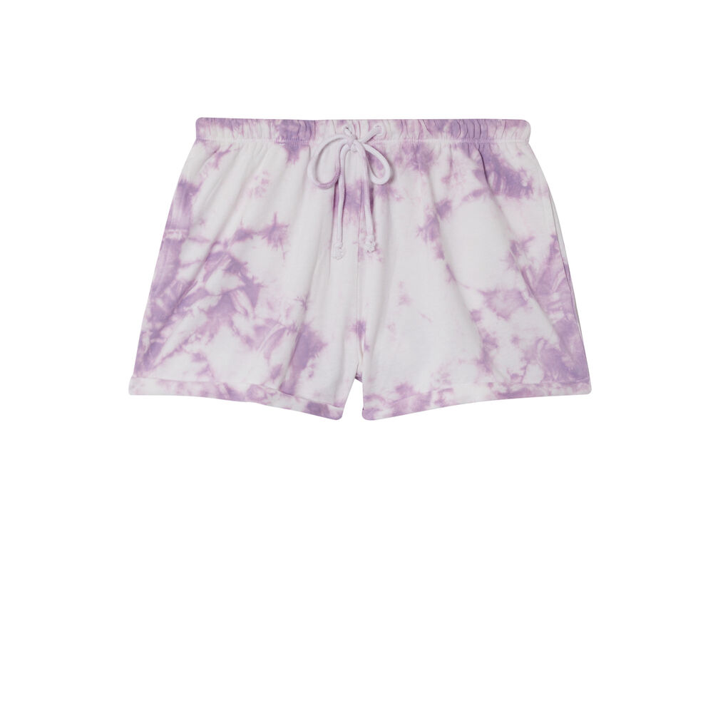 Tie-dye-effect shorts with drawstring detail - lilac purple.