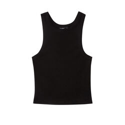 plain cropped vest top - black;