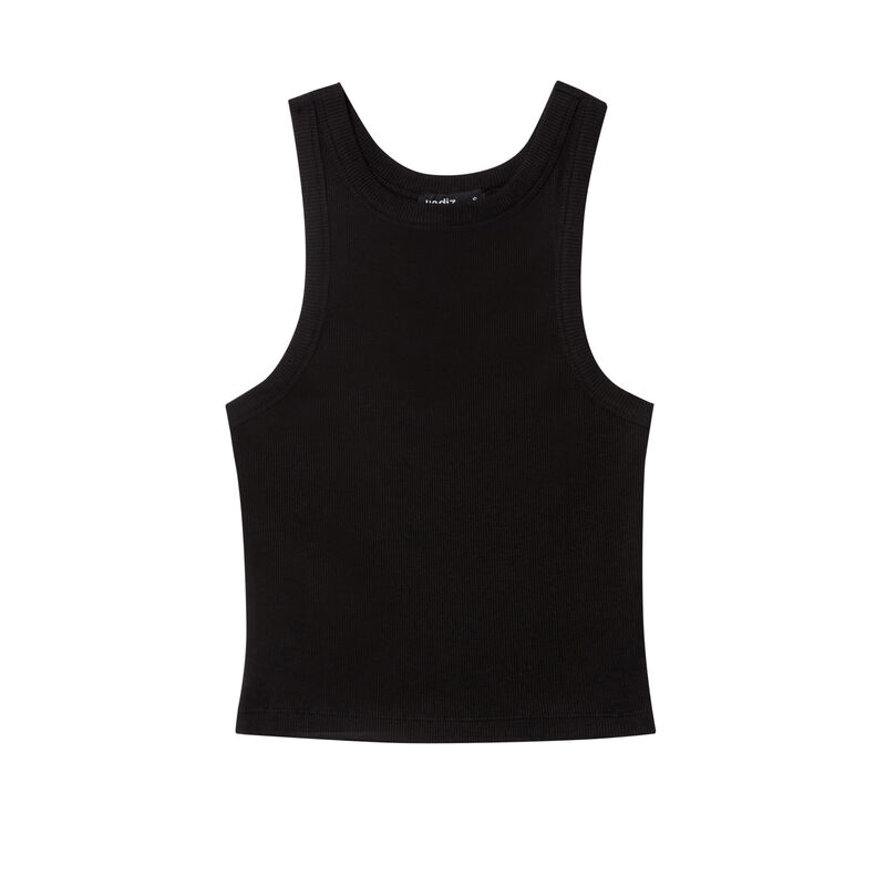 plain cropped vest top - black;