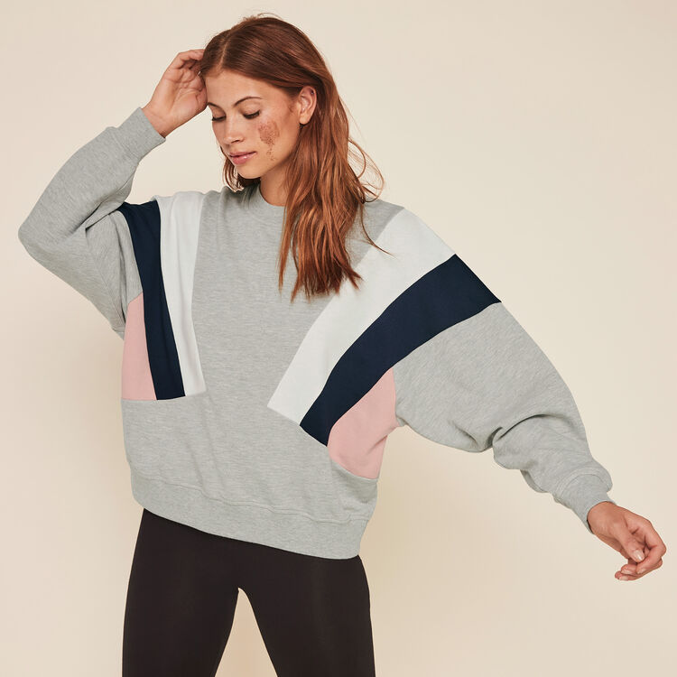 Triblockiz round neck sweatshirt with coloured bands Triblockiz round neck sweatshirt with coloured bands;