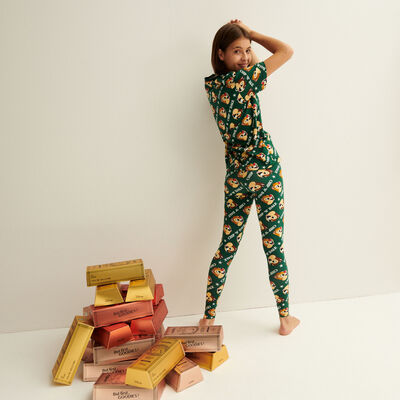 chip and dale print t-shirt and trousers set - pine green;