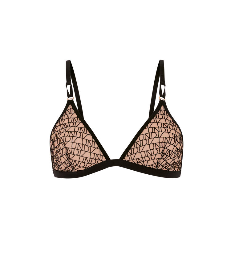 Soutien-gorge triangle sans armatures tulle floqué eliziz beige.