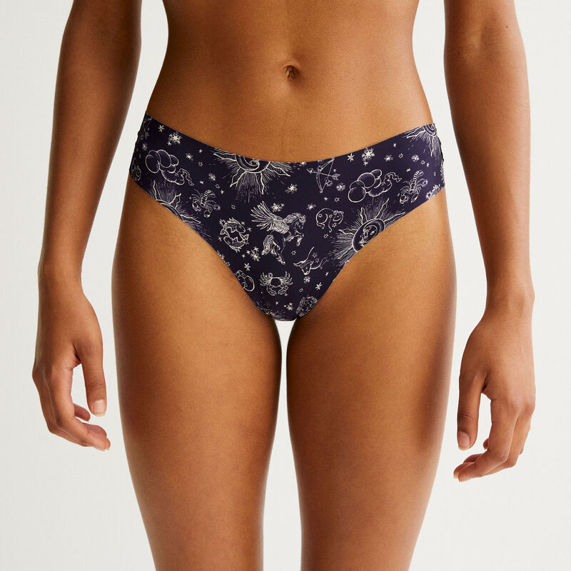 microfibre and lace briefs with astro pattern - blue microfibre and lace briefs with astro pattern - blue;