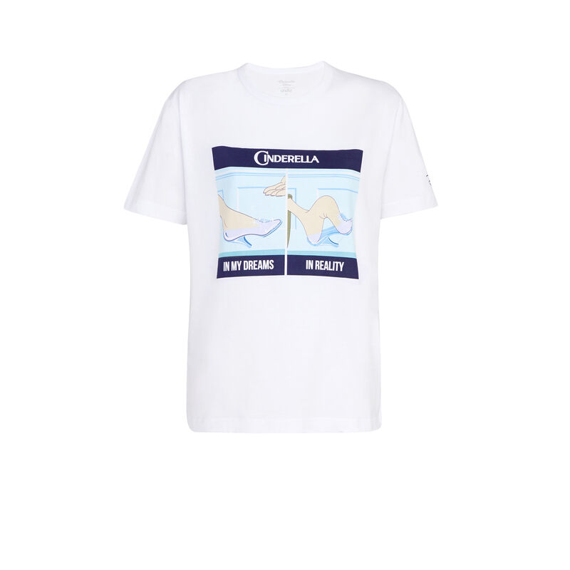 Top z krótkimi rękawami print kopciuszek biały.