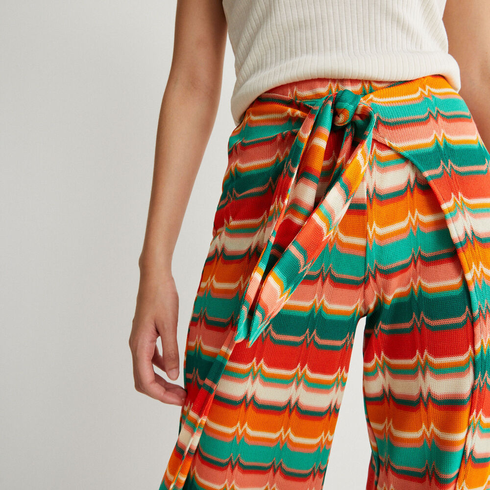 Patterned trousers with tie - green green.